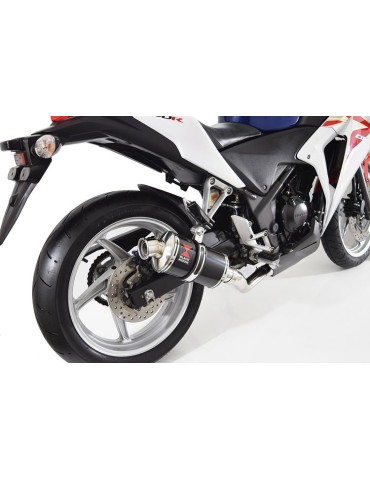 CBR250R MC41 2011-2014 Tube de raccord & Silencieux Ovale Noir En Inox 230mm