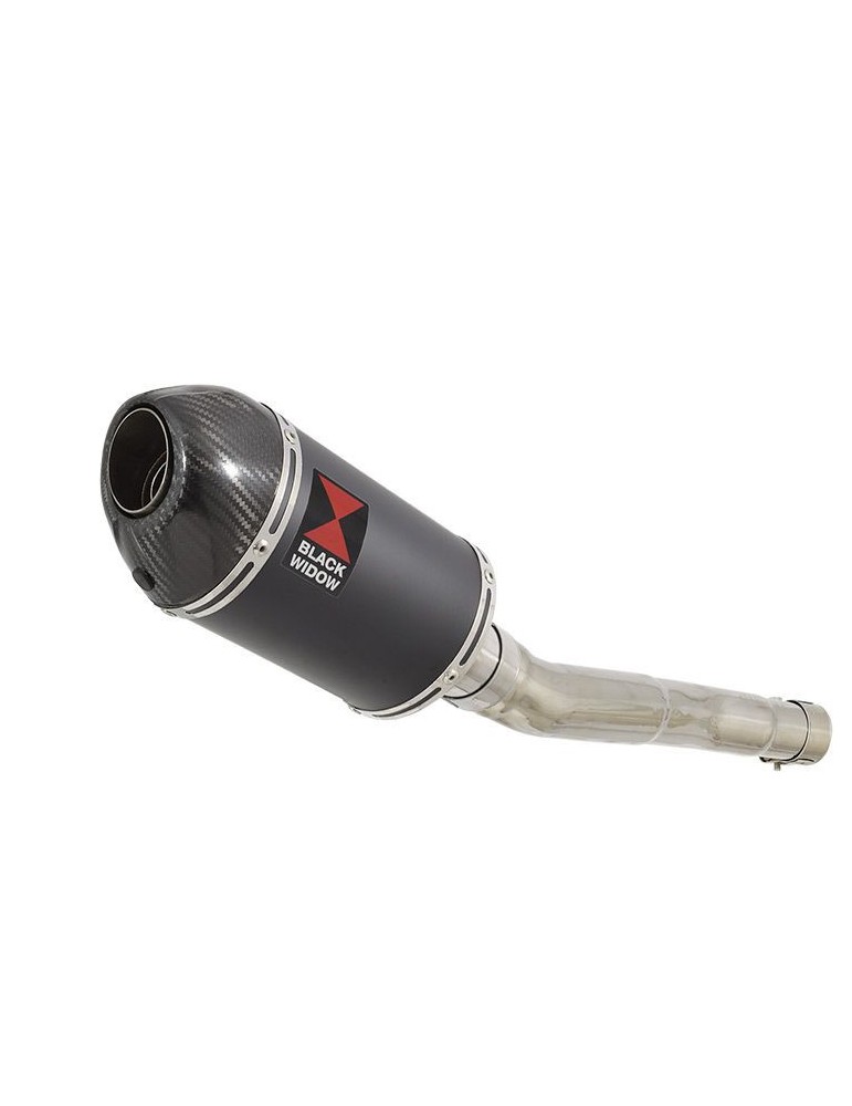CBR250R MC41 2011-2014 Tube de raccord & Silencieux Ovale Noir En Inox + Carbone Tip 200mm
