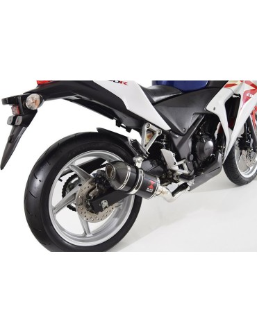CBR250R MC41 2011-2014 Tube de raccord & Silencieux Ovale Noir En Inox + Carbone Tip 200mm