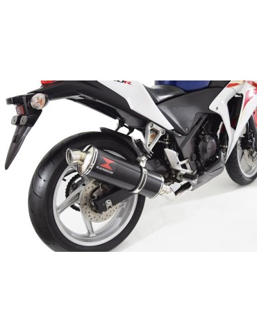 CBR250R MC41 2011-2014 Decata Ligne complète + Silencieux Ovale Noir En Inox 400mm