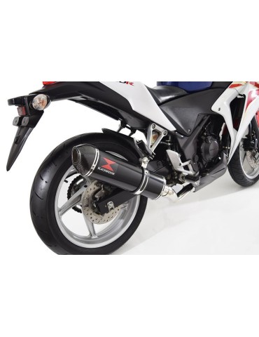 CBR250R MC41 2011-2014 Decata Ligne complète + Silencieux Ovale Noir En Inox + Carbone Tip 400mm