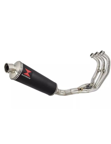 MT-09 Tracer 2013-2021  Low Level De-cat Exhaust System with 400mm Oval Black Painted Stainless Steel Silencer