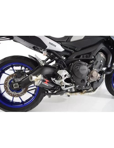 MT-09 Tracer 2013-2021  Low Level De-cat Exhaust System with 400mm Oval Black Painted Stainless Steel Silencer