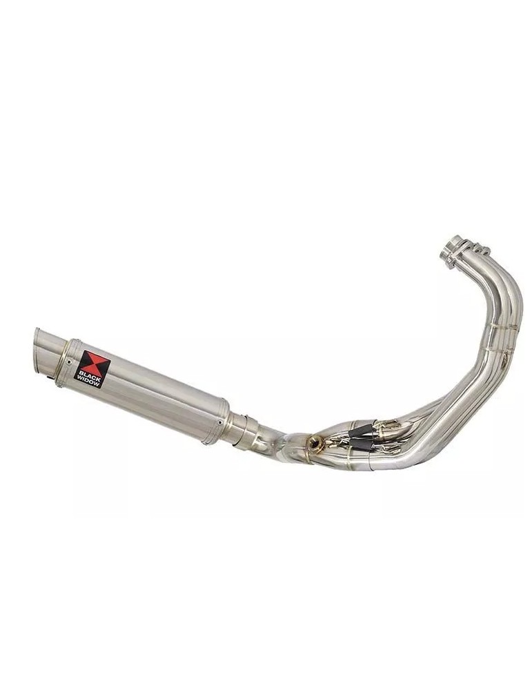 MT-09 Tracer 2013-2021 Low Level De-cat Exhaust System with 350mm Round GP Style Stainless Steel Silencer