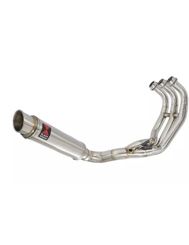 MT-09 Tracer 2013-2021  Low Level De-cat Exhaust System with 350mm Round GP Style Stainless Steel Silencer