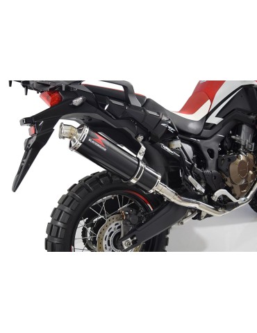 CRF1000 Africa Par paire Decata Ligne complète + Silencieux Rond Noir Inox 400mm 2015 - 201x