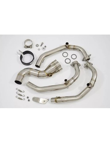 MT-09 Tracer 2013-2021  Low Level De-cat Exhaust System with 350mm Round GP Style Stainless Steel Silencer