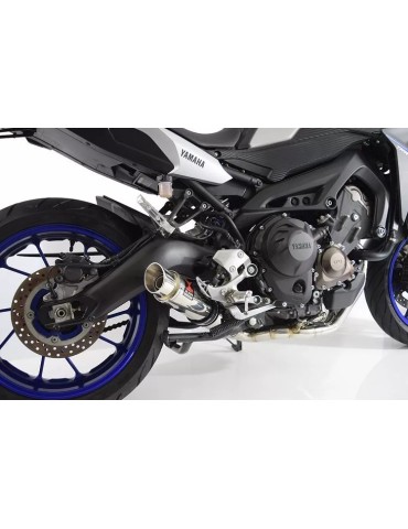 MT-09 Tracer 2013-2021  Low Level De-cat Exhaust System with 350mm Round GP Style Stainless Steel Silencer