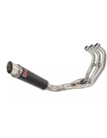 MT-09 Tracer 2013-2021  Low Level De-cat Exhaust System with 350mm Round GP Style Carbon Fibre Silencer