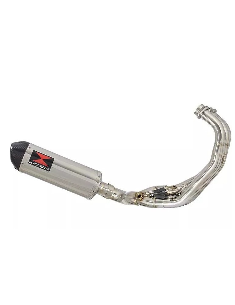 MT-09 Tracer 2013-2021 Low Level De-cat Exhaust System with 300mm Oval Stainless Steel Silencer + Carbon Tip