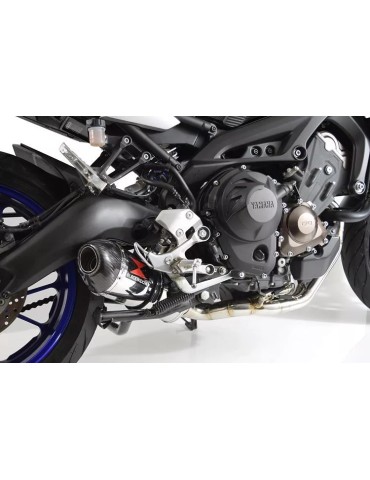 MT-09 Tracer 2013-2021 Low Level De-cat Exhaust System with 300mm Oval Stainless Steel Silencer + Carbon Tip