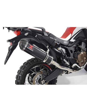 CRF1000 Africa Par paire Decata Ligne complète + Silencieux Ovale Noir Inox / Carbone Tip 400mm 2015 - 201x