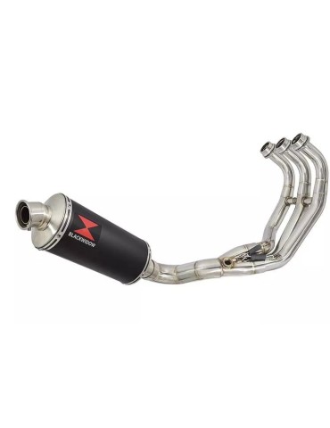 MT-09 Tracer 2013-2021  Low Level De-cat Exhaust System with 300mm Oval Black Painted Stainless Steel Silencer
