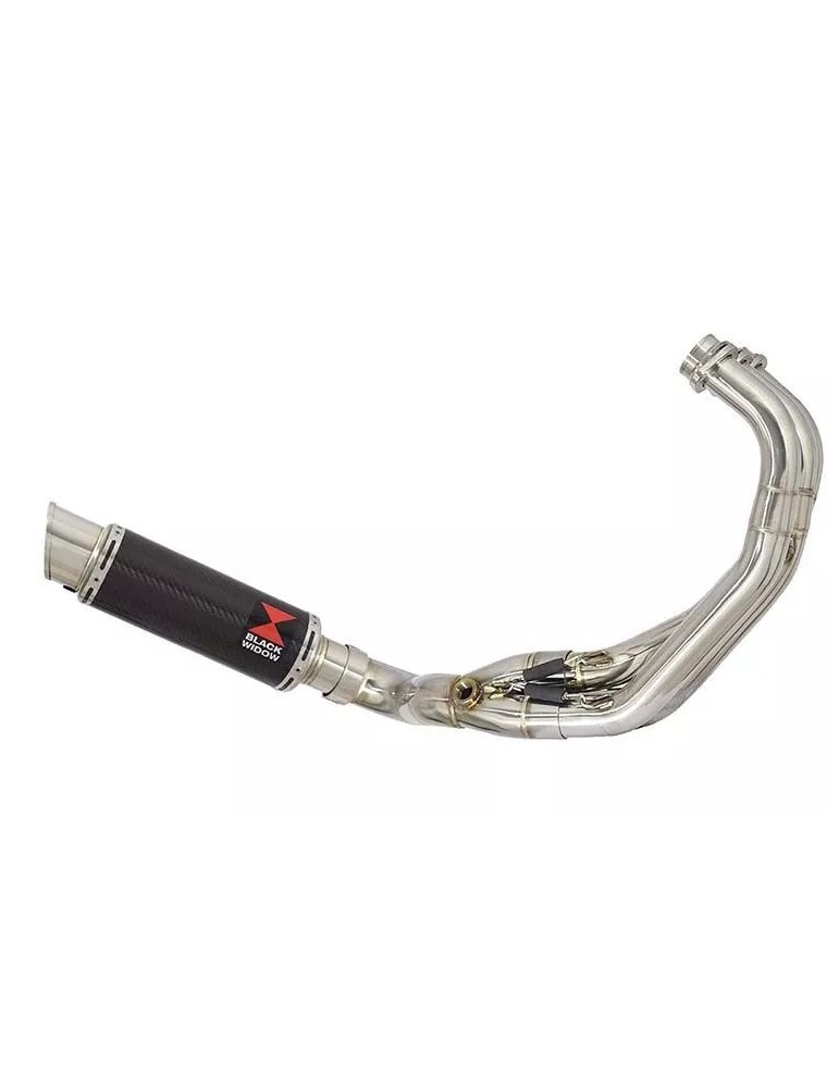 MT-09 Tracer 2013-2021 Low Level De-cat Exhaust System with 230mm Round GP Style Carbon Fibre Silencer