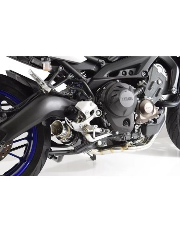 MT-09 Tracer 2013-2021 Low Level De-cat Exhaust System with 230mm Round GP Style Carbon Fibre Silencer