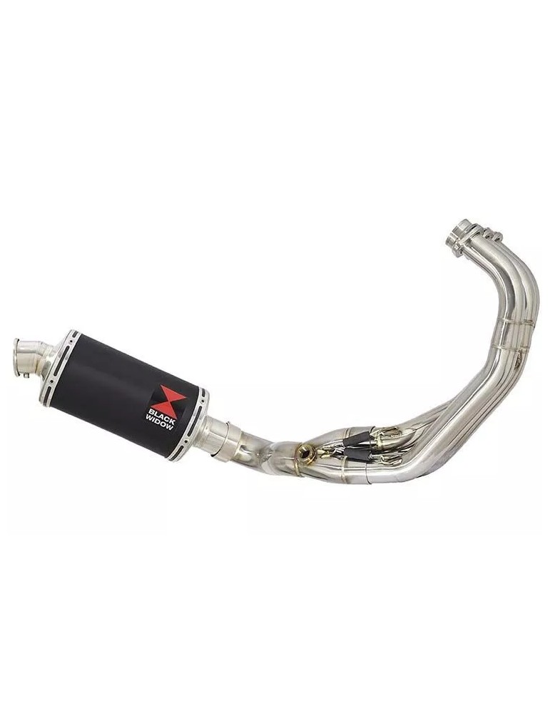 MT-09 Tracer 2013-2021 Low Level De-cat Exhaust System with 230mm Oval Black Painted Stainless Steel Silencer