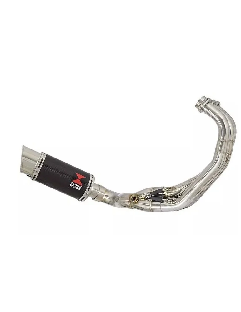MT-09 Tracer 2013-2021 Low Level De-cat Exhaust System with 200mm Round Carbon Fibre Silencer