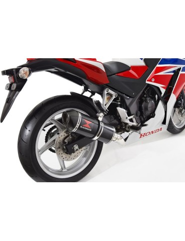 CBR300R NC51 2014-2017 Decata Ligne complète + Silencieux Ovale Noir En Inox 300mm