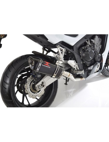 CB 650 F CB650F 2014-2017 Décatalyseur Ligne complètes & Tri Silencieux Ovale En Carbone + Carbon Tip 250mm