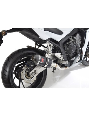 CB 650 F CB650F 2014-2017 Décatalyseur Ligne complètes & Silencieux Ovale Noir En Inox + En Carbone Tip 200mm