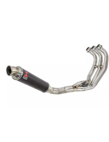MT09 MT-09 2013-2021 Low Level De-cat Exhaust System with 350mm Round Carbon Fibre Silencer