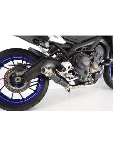 MT09 MT-09 2013-2021 Low Level De-cat Exhaust System with 350mm Round Carbon Fibre Silencer