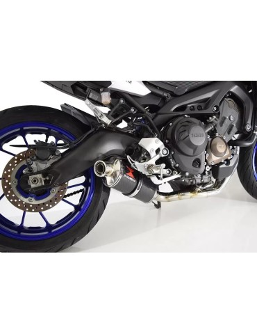 MT09 MT-09 2013-2021  Low Level De-cat Exhaust System with 300mm Oval Carbon Fibre Silencer