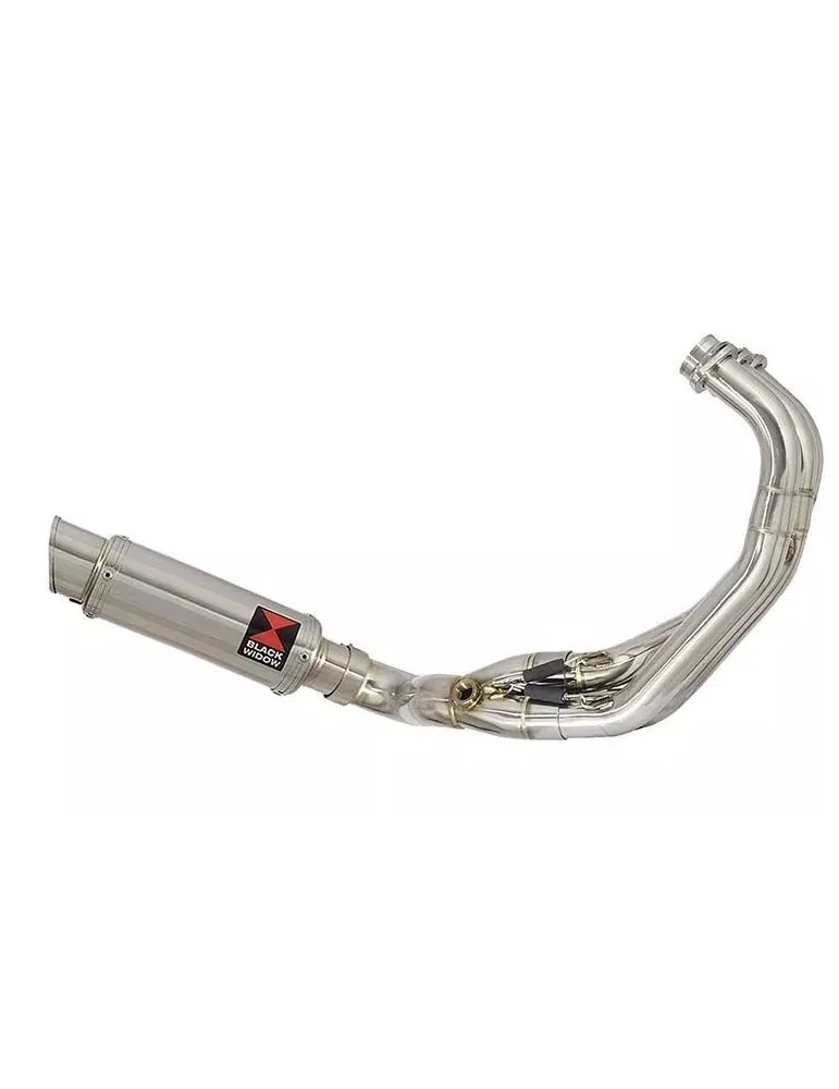 MT09 MT-09 2013-2021 Low Level De-cat Exhaust System with 230mm Round GP Style Stainless Steel Silencer