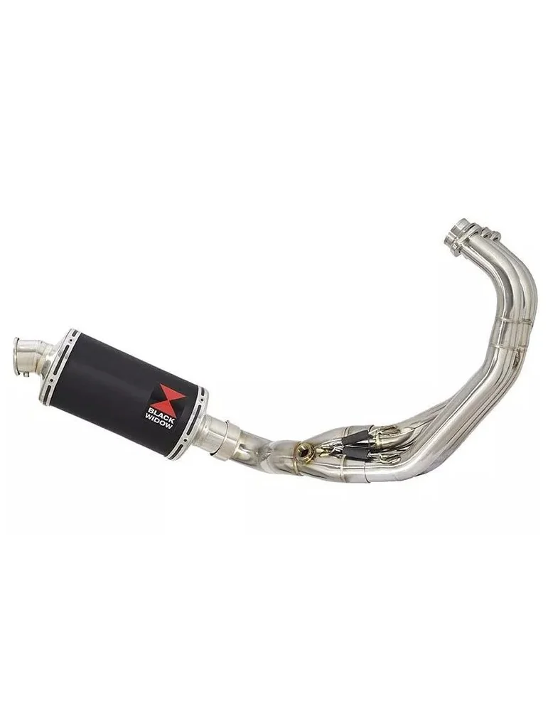MT09 MT-09 2013-2021 Low Level De-cat Exhaust System with 230mm Oval Black Painted Stainless Steel Silencer