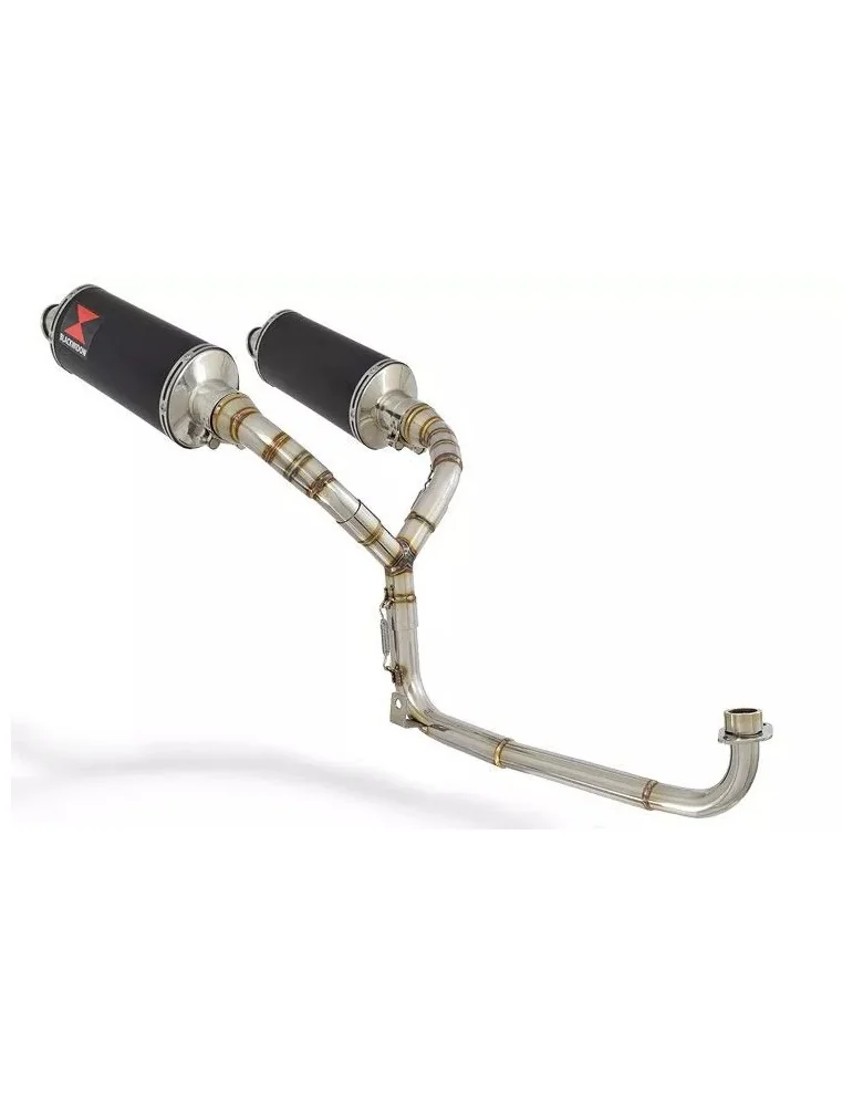 MSX 125 GROM 1-2 Twin Exhaust System with 300mm Black Painted Stainless Silencers