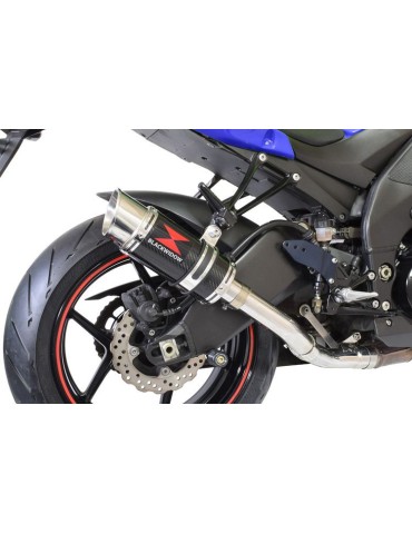 ZX6R ZX-6R 2009/2016 Decata / Kit Tube de raccord & Silencieux Rond En Carbone 200mm