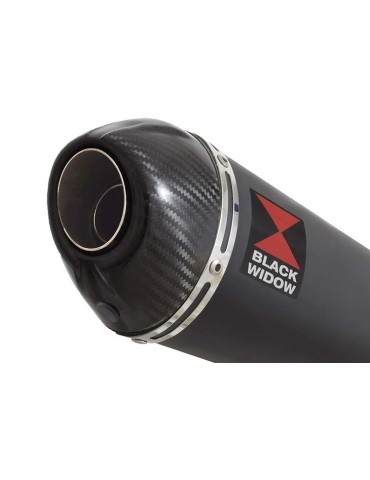 ZX6R ZX-6R 2009/2016 Tube de raccord & Silencieux Ovale Noir En Inox + Canule En Carbone 200mm
