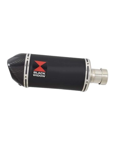 ZX6R ZX-6R 2009/2016 Tube de raccord & Silencieux Ovale Noir En Inox + Canule En Carbone 200mm