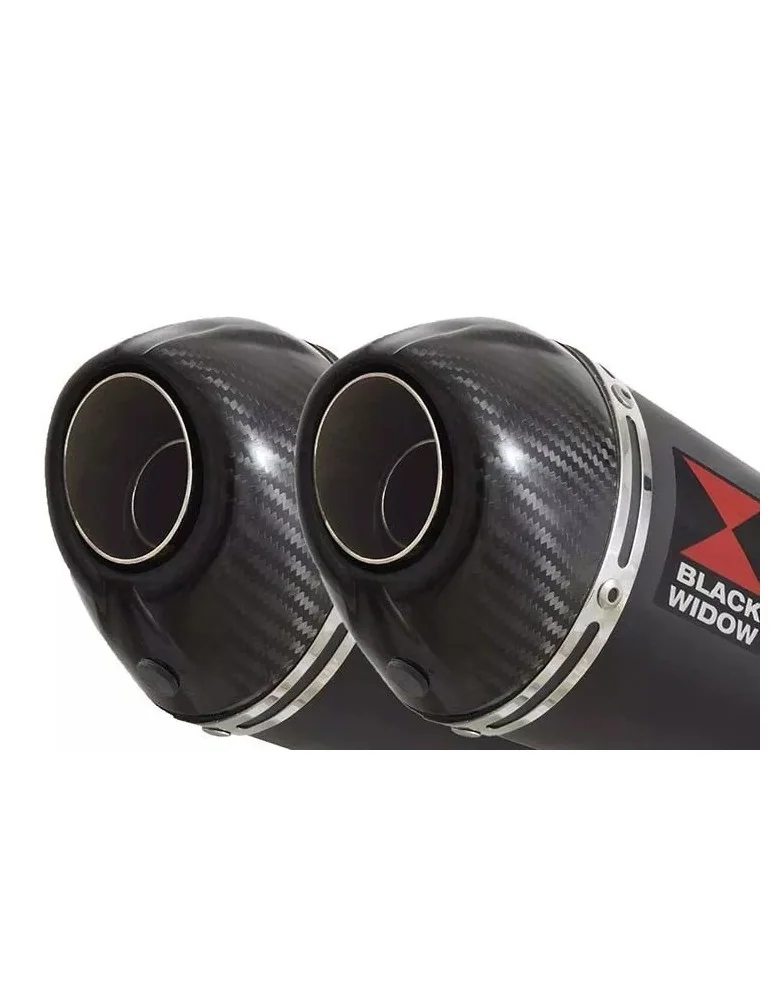Kawasaki KLV 1000 2004-2007 Silencieux Kit / Silencieux Ovale Noir En Inox & Canule en Carbone 200mm