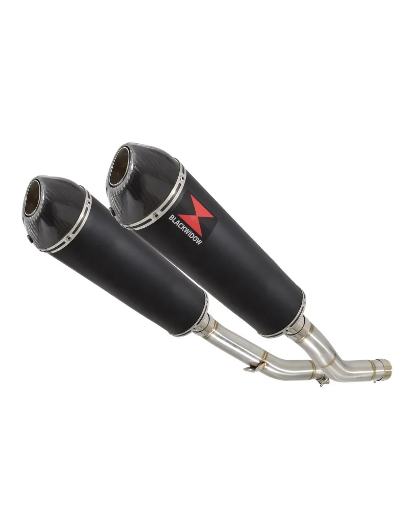 Z1000 ZR1000A 2003 04 05 06 4-2 Silencieux Ovale Noir En Inox + Canule en Carbone 400mm