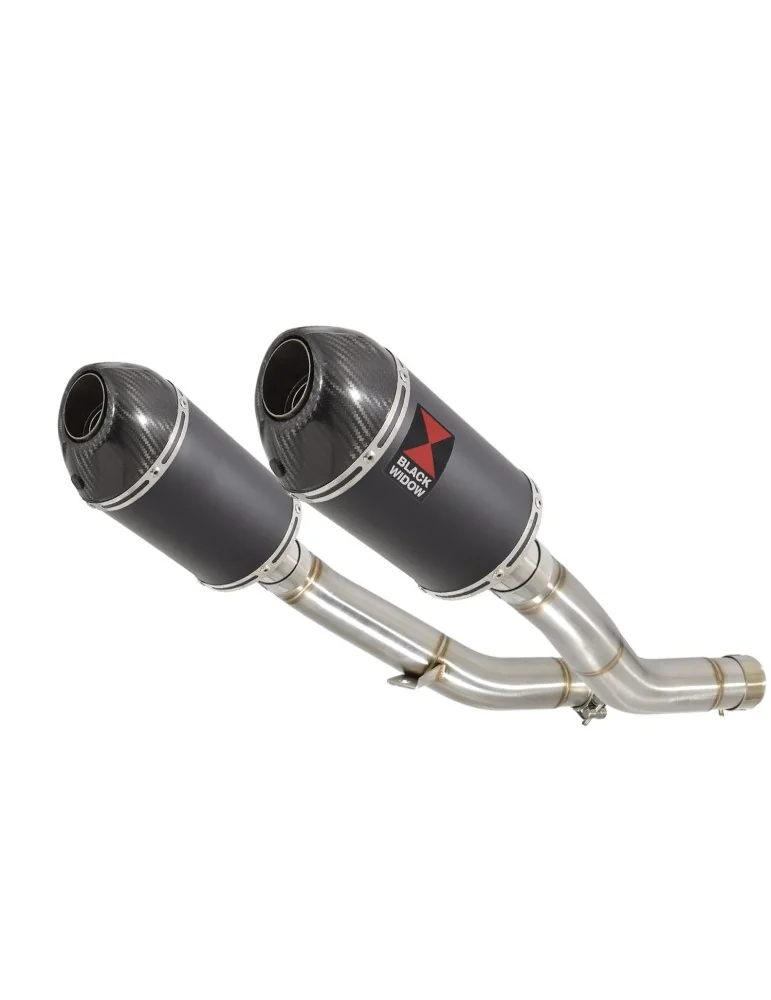 Z1000 ZR1000A 2003 04 05 06 4-2 Silencieux Ovale Noir En Inox + Canule en Carbone 200mm