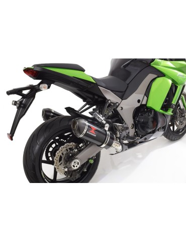 Z1000 2010-2017  4-2 Tube de raccords & Silencieux Ovale Noir En Inox + Canule en Carbone 300mm