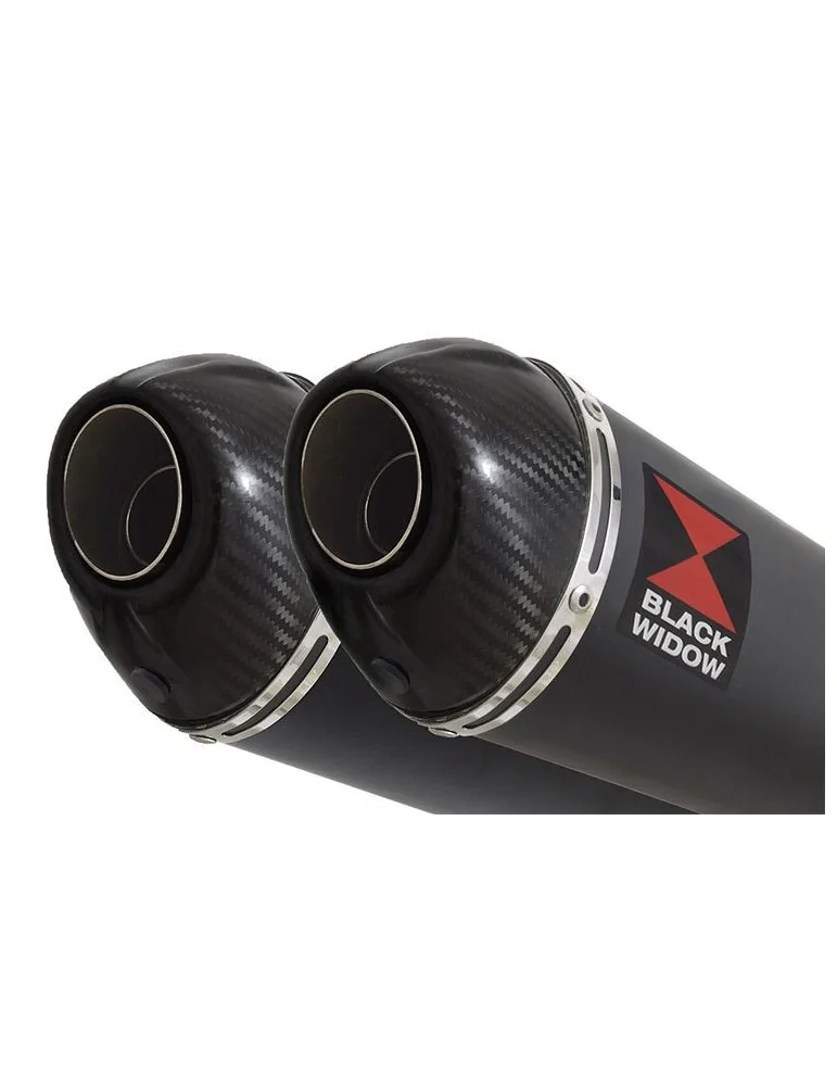 GPZ 500 S (EX500) 2-2 Exhaust Silencieux Kit & Ovale Noir Silencieux En Inox & Canule en Carbone 200mm