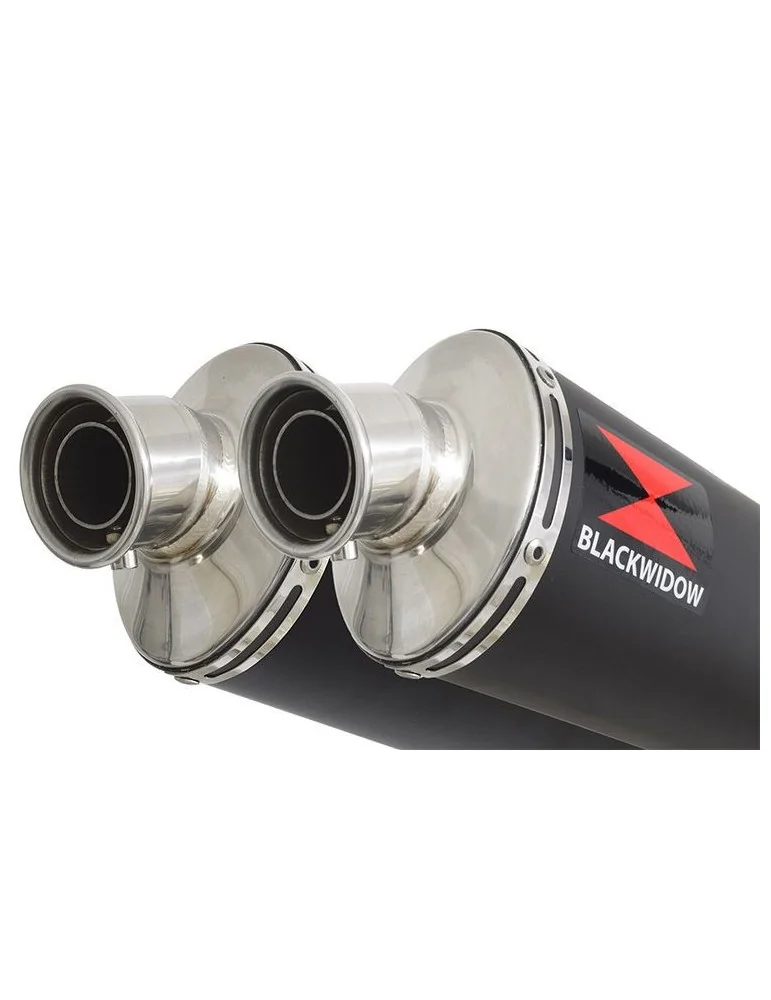 GPZ 500 (EX500) 2-2 Silencieux Kit & Silencieux Ovale Noir En Inox 300mm