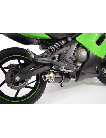 Kawasaki ER-6N ER-6F ER650 2005-2011 Passage Bas Decata Ligne complète + Silencieux Rond Noir En Inox 300mm